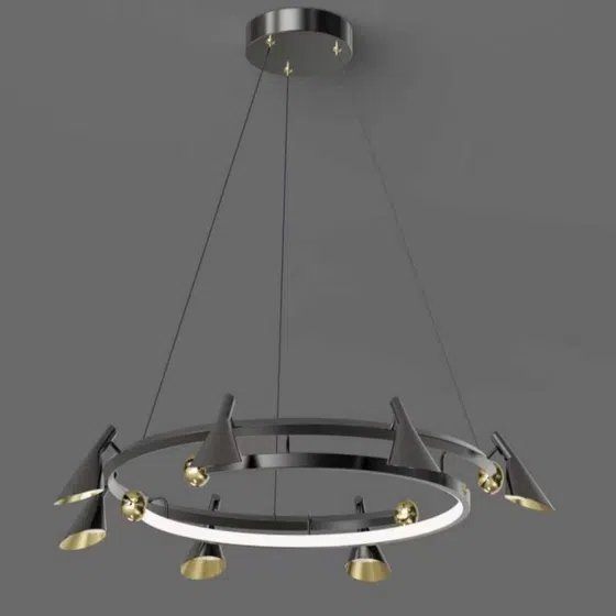 E27/E26 Aluminum Iron Pendant Lamp in Aluminum and Iron, product photograph
