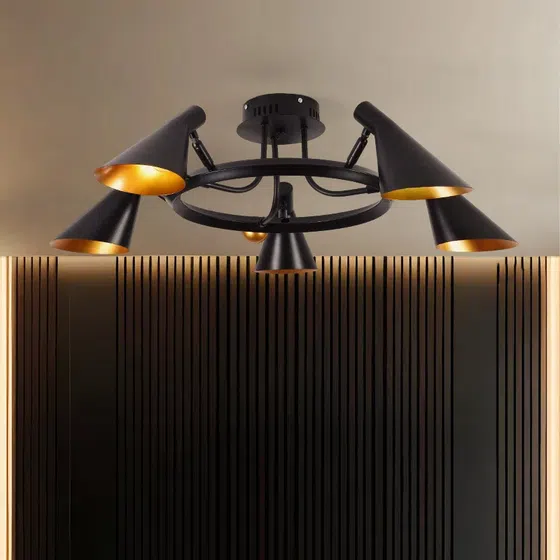 E27/E26 Aluminum Iron Pendant Lamp in Aluminum and Iron, installed view