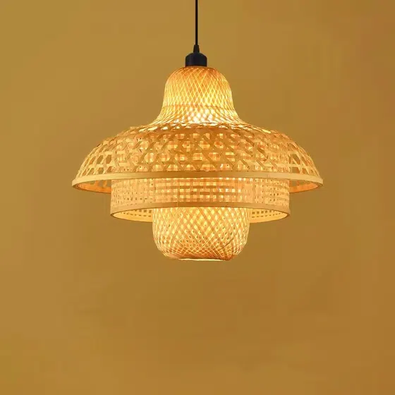 E27/E26 Luxury Wood Pendant Lamp in Wood and Metal, installed view