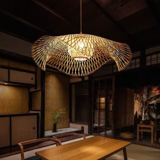 E27/E26 Luxury Wood Pendant Lamp in Wood and Metal, scale view