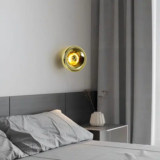 E27/E14 Aluminum Glass Lava Wall Light in Aluminum and Glass, installed view
