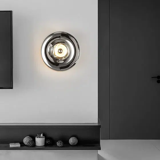 E27/E14 Aluminum Glass Lava Wall Light in Aluminum and Glass, scale view