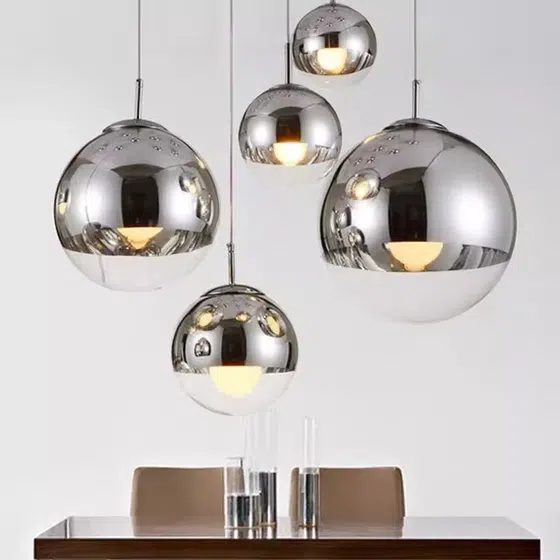 E27/E26 Bubble Ball Glass Pendant Lamp in Iron and Glass, detail view