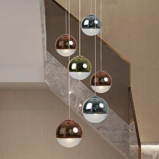 E27/E26 Bubble Ball Glass Pendant Lamp in Iron and Glass, installed view
