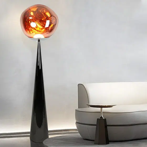 E27/E26 Lava Acrylic LED Floor Light in Metal and PVC, product photograph