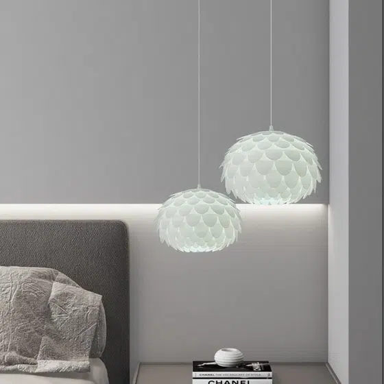 Fish Scale Acrylic Pendant Light in Iron and Acrylic, detail view