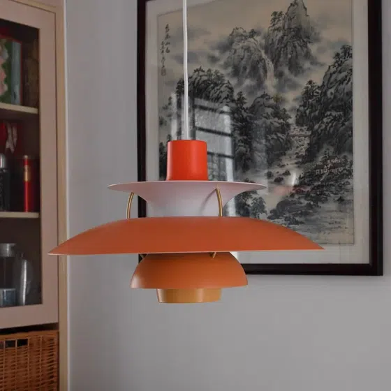 Aluminum Flying Saucer Pendant Lamp in Aluminum Cover, installed view