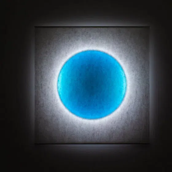 Full Moon Atmosphere Wall Lamp in Hardware and Rice Paper, installed view