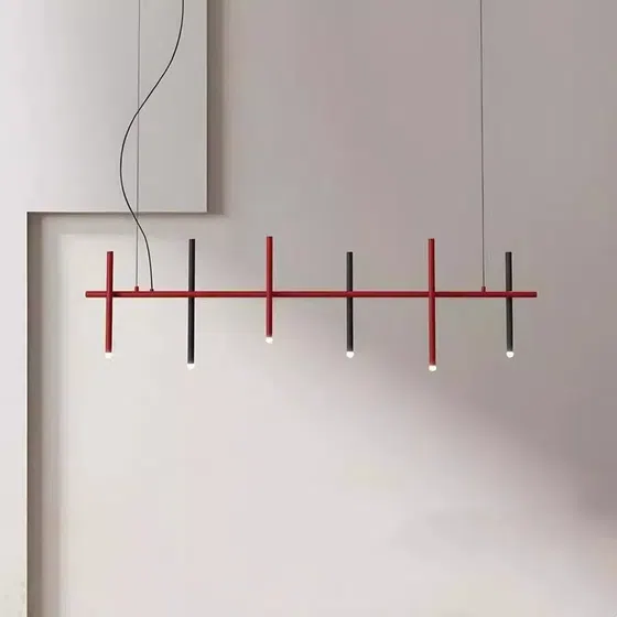 G4 Acrylic Iron Linear Pendant Lamp in Acrylic and Iron Plating, detail view
