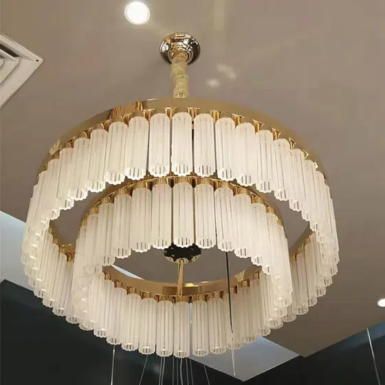 G4 Glass Chrysanthemum Tube Pendant Light in Iron Plating and Glass Chrysanthemum Tube, detail view