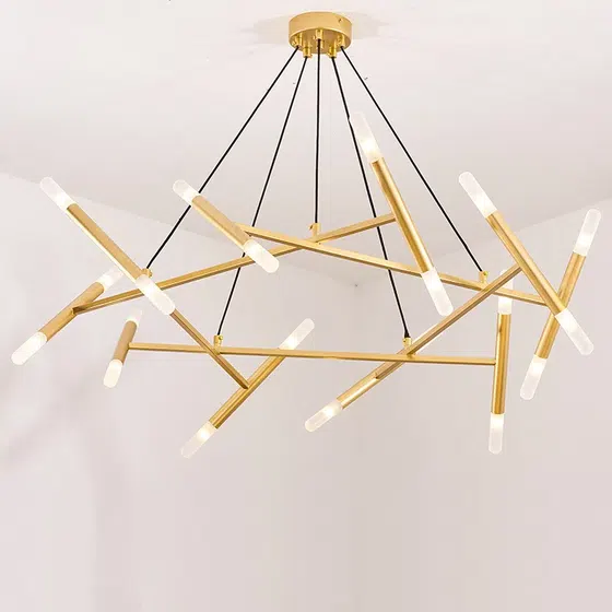 G4 Gold Iron Acrylic Pendant Light in Iron and Acrylic, product photograph