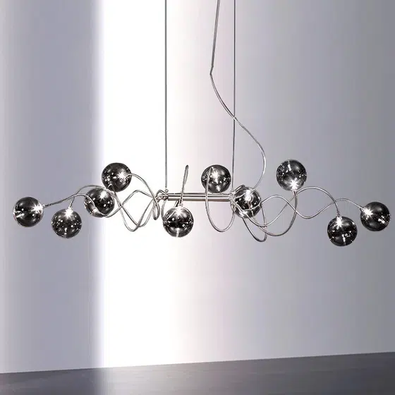 G4 Stainless Steel Glass Ball Pendant Lamp in Stainless Steel and Glass, product photograph