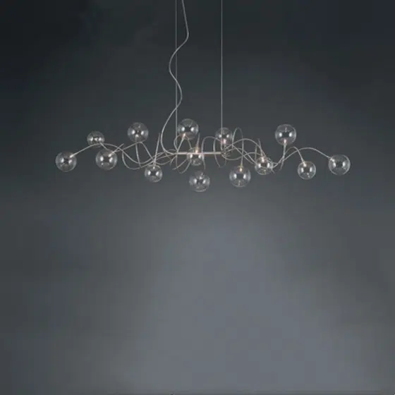 G4 Stainless Steel Glass Ball Pendant Lamp in Stainless Steel and Glass, installed view
