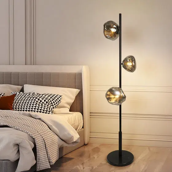 G9 3-6 Heads Metal Glass Floor Lamp in Metal and Glass, scale view