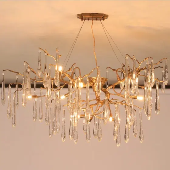 G9 Brass Chandelier Copper Glass in Copper and Glass, product photograph