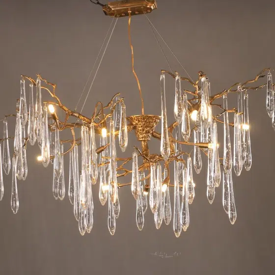 G9 Brass Chandelier Copper Glass in Copper and Glass, installed view