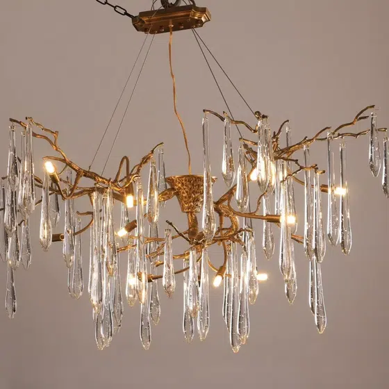 G9 Brass Chandelier Copper Glass in Copper and Glass, scale view