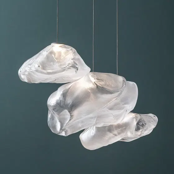 G9 Bubble Smoke Gray Glass Pendant Light in Iron and Glass, installed view