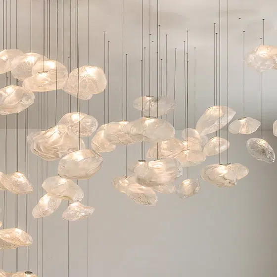 G9 Bubble Smoke Gray Glass Pendant Light in Iron and Glass, scale view