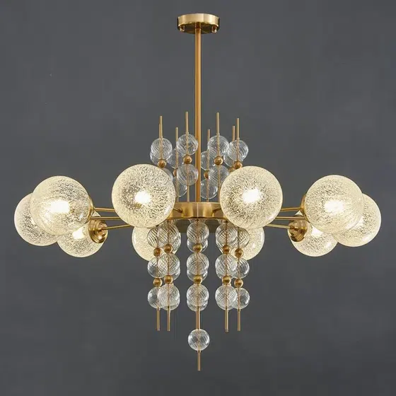 G9 Glass Iron Ball Pendant Lamp in Iron Plating and Glass, product photograph