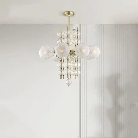 G9 Glass Iron Ball Pendant Lamp in Iron Plating and Glass, detail view