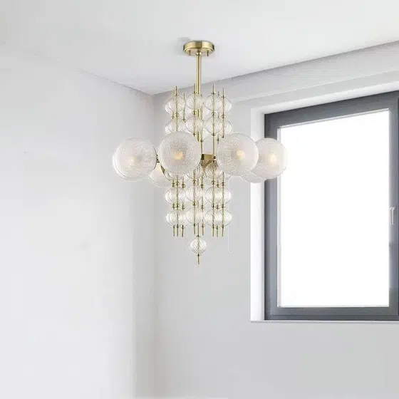 G9 Glass Iron Ball Pendant Lamp in Iron Plating and Glass, scale view