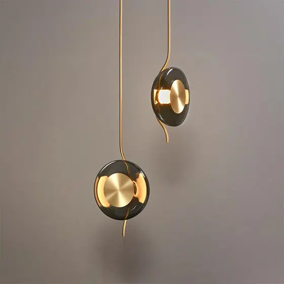 G9 Glass Round Pendant Light in Iron and Glass, product photograph