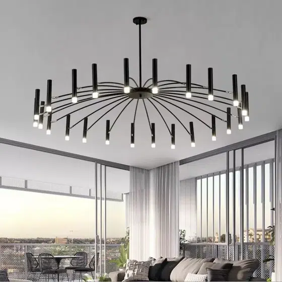 G9 Iron Large Black White Pendant Light in Iron, product photograph