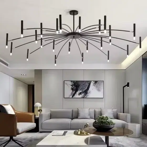 G9 Iron Large Black White Pendant Light in Iron, detail view