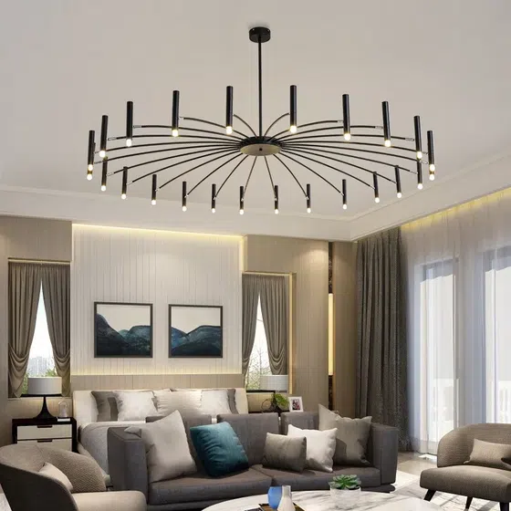 G9 Iron Large Black White Pendant Light in Iron, scale view