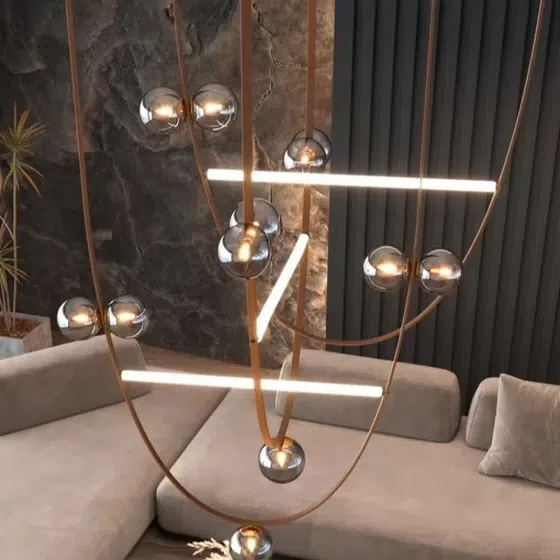 G9 Leather Glass Ball Pendant Lamp in Leather and Glass and Metal, detail view