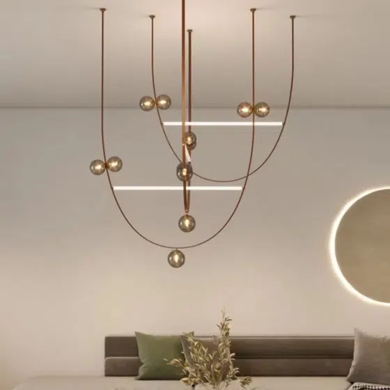 G9 Leather Glass Ball Pendant Lamp in Leather and Glass and Metal, scale view