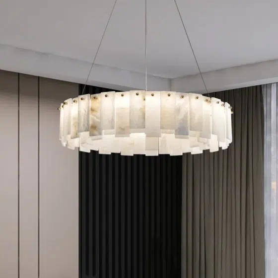 10-28 Heads G9 Marble Copper Pendant Lamp in Copper and Marble, scale view
