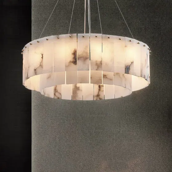 G9 Modern All Copper Marble Pendant Lamp in Copper and Marble, product photograph