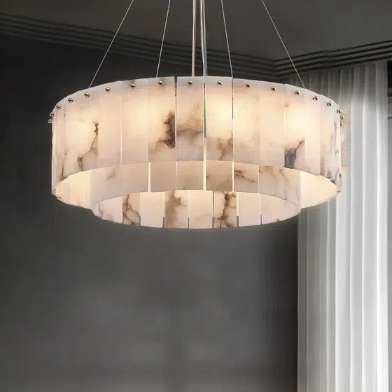 G9 Modern All Copper Marble Pendant Lamp in Copper and Marble, scale view