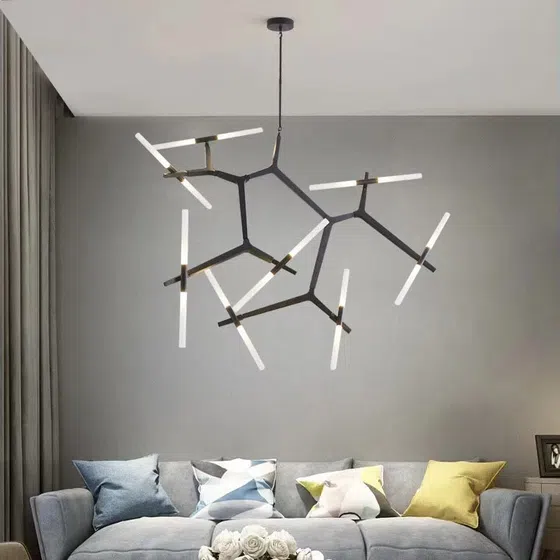 G9 Tree Branch Metal Pendant Lamp in Aluminum and Iron and Glass, product photograph