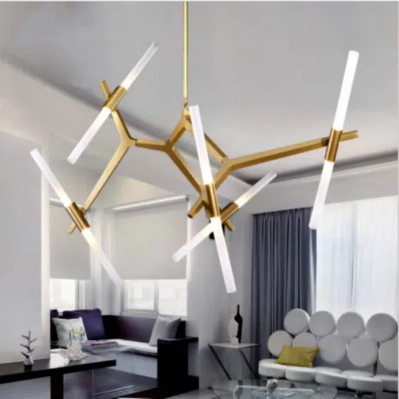 G9 Tree Branch Metal Pendant Lamp in Aluminum and Iron and Glass, installed view