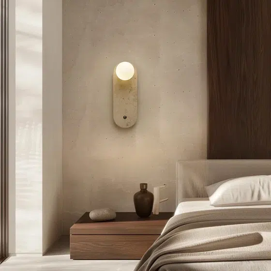 G9 Wood Glass Yellow Stone Wall Lamp in Wood/Glass and Yellow Stone, scale view