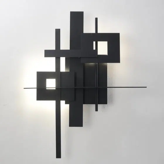 Geometric Black LED Wall Lamp in Hardware, product photograph