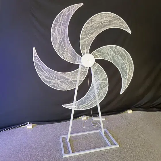 Giant Windmill LED Wedding Floor Light in Iron and Fabric, product photograph