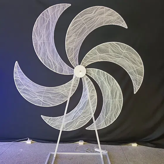 Giant Windmill LED Wedding Floor Light in Iron and Fabric, scale view