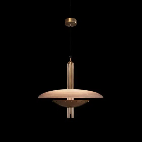 Glass Copper Hardware Hanging Pendant Lamp in Glass and Hardware, detail view