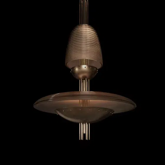 Glass Copper Hardware Hanging Pendant Lamp in Glass and Hardware, scale view