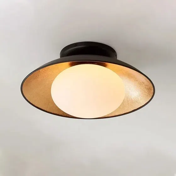 Black Glass Iron Gold Foil LED Pendant Lamp in Iron and Gold Foil and Glass, product photograph