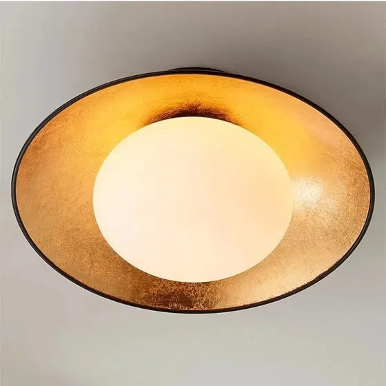 Black Glass Iron Gold Foil LED Pendant Lamp in Iron and Gold Foil and Glass, detail view