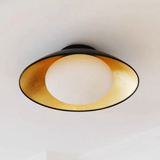 Black Glass Iron Gold Foil LED Pendant Lamp in Iron and Gold Foil and Glass, installed view