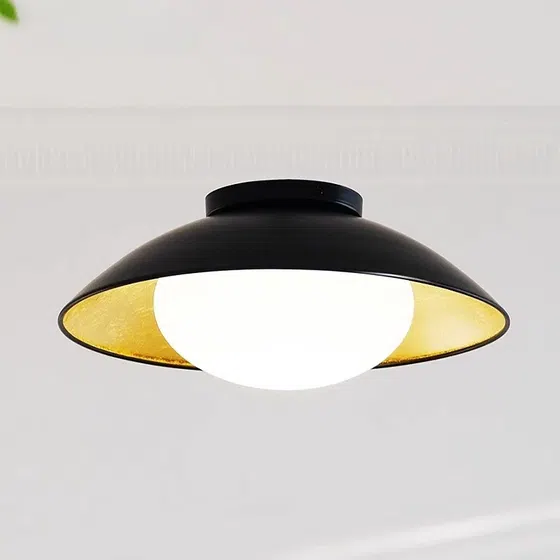 Black Glass Iron Gold Foil LED Pendant Lamp in Iron and Gold Foil and Glass, scale view
