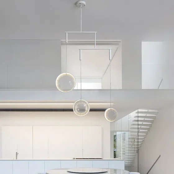 Body Rotated Freely Glass Lens Hardware Pendant Light in Hardware and Glass, scale view