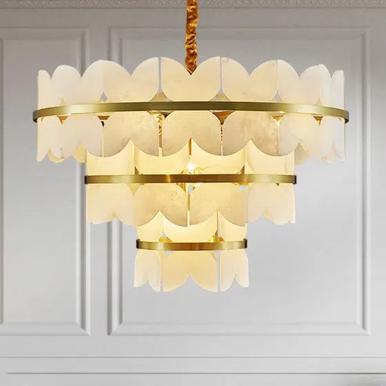 Gold Alabaster Marble Pendant Light in Copper and Alabaster Marble, detail view