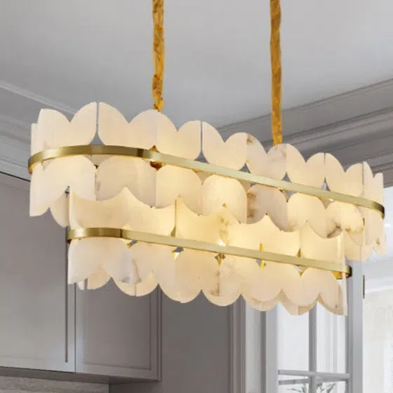 Gold Alabaster Marble Pendant Light in Copper and Alabaster Marble, scale view